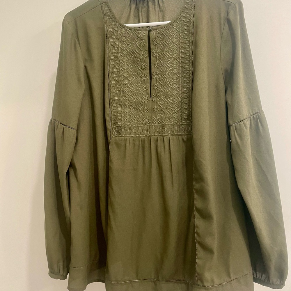 Banana Republic Olive Green Blouse SZ M